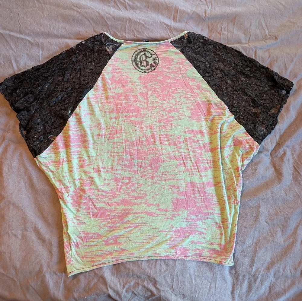 Crash and Burn for‎ Buckle Womens Lace and Rhinestone Shirt Top - Picture 2 of 4